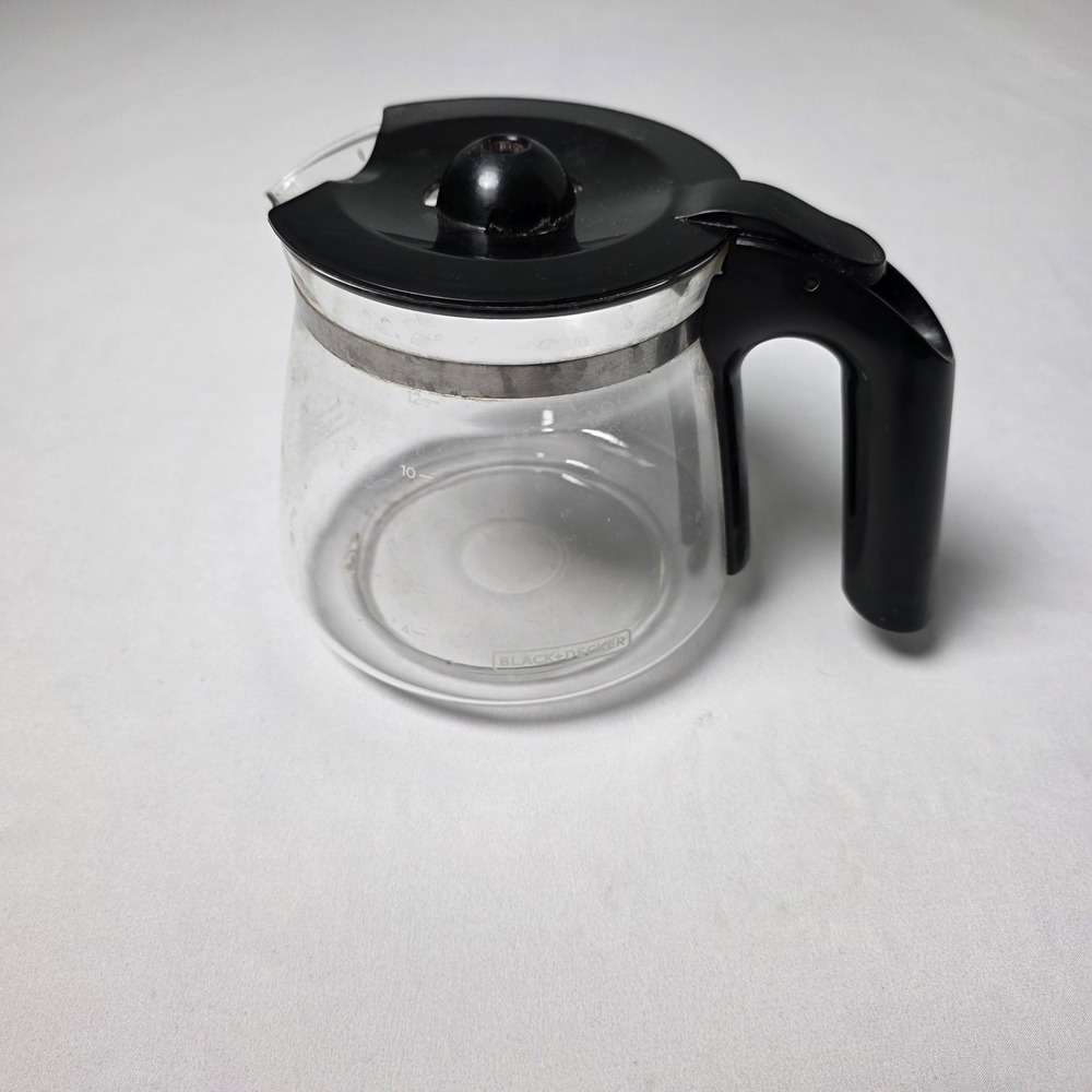 Black & Decker Coffee Carafe 12 Cup Clear Black Glass Replacement Pot